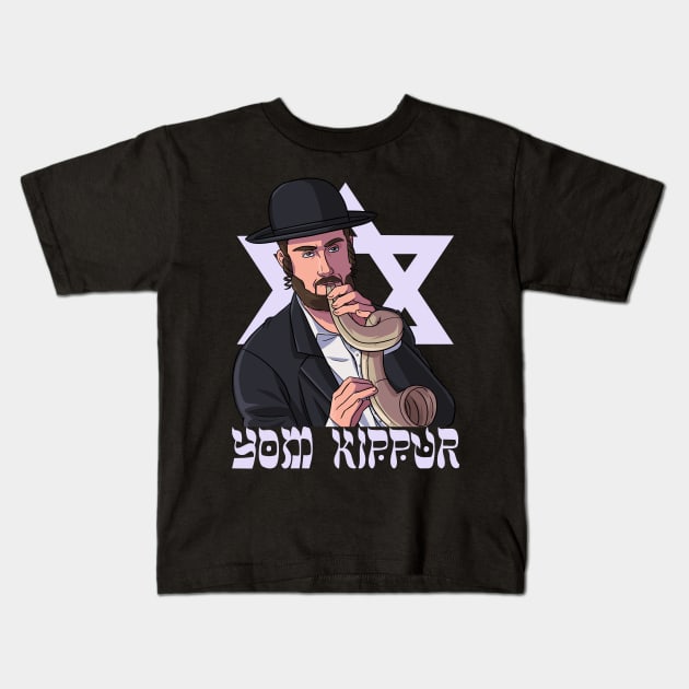 Yom Kippur Shofar Jewish Kids T-Shirt by Noseking